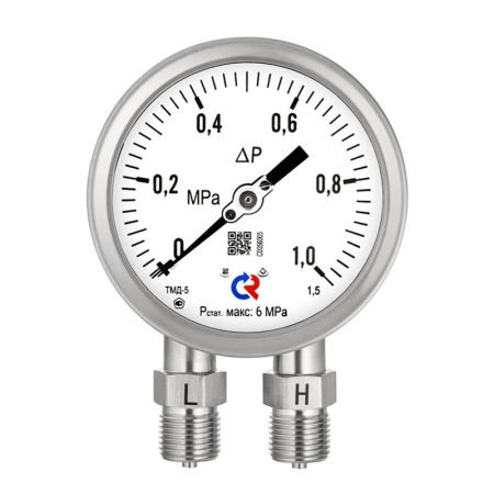 Дифманометр ТМД-5-521Р(0...600кПа) 6МПа 2xG1/2 кл.т.1,5